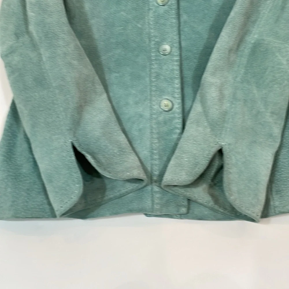 Pendleton Genuine Suede Leather Jacket Size L Seagram Green Blue EUC - Picture 8 of 14